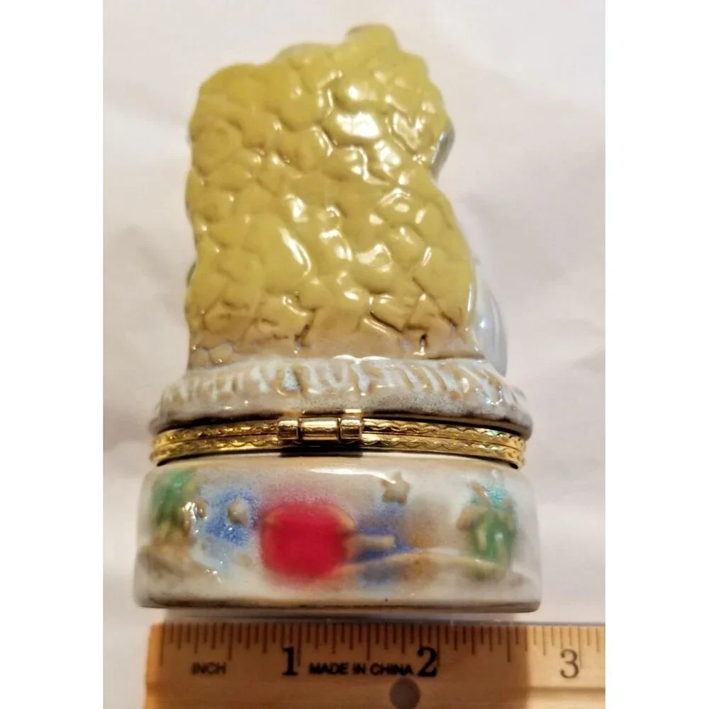 Nativity Scene Trinket Box Holder Ceramic Jesus Mary Joseph Manger Cross Star